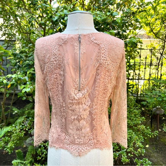 Alice + Olivia Lace Top Rose Tan Sz S - Picture 3 of 12